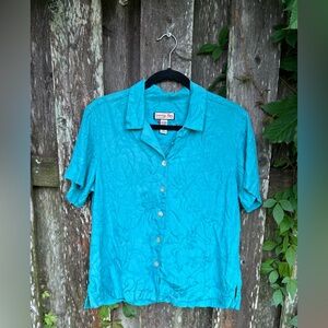 Vintage Jamaica Bay Silk Blend Button-Up Shirt – Size Large
